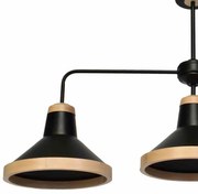 Lampa sufitowa, potrójna, czarna, drewno SALMA BLACK / WOOD 3xE27
