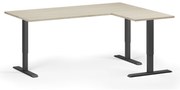 Narożne biurko z regulacją wysokości, 180x140 cm, 3 silniki, L/P, czarna podstawa, dąb naturalny