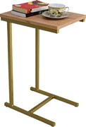 Stolik pomocniczy z metalowym stelażem złoty + dąb artisan H3-K20