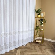 Firana żakardowa Dwa Ażurowe Pasy wzorzysta dekoracyjna - wys. 160 cm