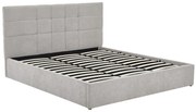 Łóżko ze skrzynią 200 x 200 cm - Tkanina - Szary - HOPEYA Pascala Morabito