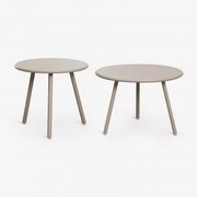 Zestaw 2 Stolików Pomocniczych Ogrodowych Ze Stali Aradina Moka Brown - Sklum