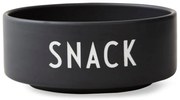 Czarna porcelanowa miska Design Letters Snack, ø 12 cm