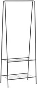 Czarny metalowy wieszak na ubrania z półkami R0-N47