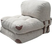 Elegancki fotel-łóżko 1-osobowy, szara tkanina Teddy, 80 x 70 x 60 cm | 100% poliester, wygodna wysokość 24 cm, rozkłada się do łóżka o długości 160 cm