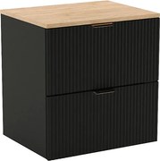 Czarna szafka pod umywalkę nablatową z orzechowym blatem C6-R14