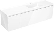 Mexen Orio szafka łazienkowa 160 cm z umywalką Otis prawą, 1S, 1D, biała połysk - 91A13-16047-3-BBFF00-W18P00