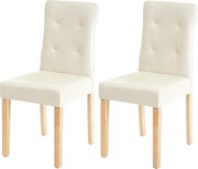 Krzesło do jadalni MCW-E58 (zestaw 2 sztuk),  imitacja skóry kremowy, jasne nogi