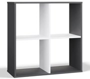 Regał kostka z 4 półkami antracyt + biały  F6-T36