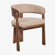 Krzesło Jadalniane Z Drewna Dębowego I Tapicerowane Olea Signature Ciemny Dąb Brązowy & Tkaniny Pszenica - Sklum