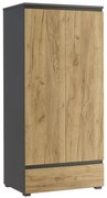 Szafa na nóżkach z gładkim frontem antracyt + dąb craft T4-A37