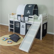 Łóżko piętrowe 90x200 cm czarne pirackie