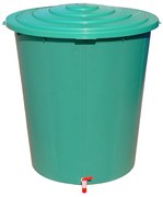 Plastikowa beczka ogrodowa na deszczówkę, 300 L, kranik, pokrywa