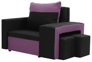 Fotel rozkładany 1 os z funkcją spania DAKOTA 2 Czarny/Fioletowy