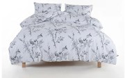 Biało-szara pościel jednoosobowa z bawełny renforcé 140x200 cm White Floral – Mila Home Luxury