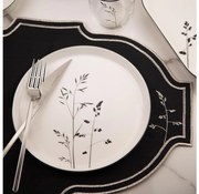Komplet obiadowy 27-częściowy biały/czarny porcelana