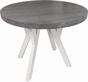 Stół okrągły rozkładany Ø 90/190 beton jasny + białe nogi