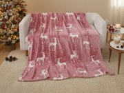 Świecący świąteczny mikropluszowy koc STAR DEER, czerwony Rozmiar: 150 x 200 cm