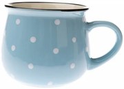 Kubek ceramiczny w kropki 390 ml, jasnoniebieski