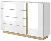 Komoda Z Biały Szufladami + Dąb Grandson L0-E41