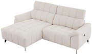 Kanapa narożna lewostronna z elektryczną funkcją relax i beżową teksturowaną tapicerką - CELTIMO