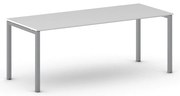 Stół konferencyjny do biura PRIMO SQUARE, 200x80 cm, szaro-srebrna podstawa, biały
