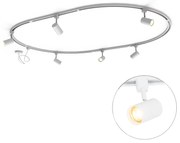 Nowoczesny system oświetlenia szynowego z 6 reflektorami białymi, 1-fazowy, owalny, 100 cm - Iconic Jeana