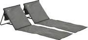 Outsunny Leżak plażowy, składany, regulowane oparcie, kieszeń boczna, miękkie wyściełanie, rama stalowa, Szary, 142x51x40cm
