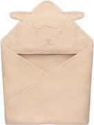 Lionelo - Dziecięcy muślinowy ręcznik kąpielowy z kapturem, kolor beżowo-cappuccino