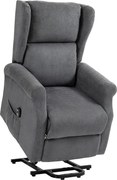 HOMCOM Fotel relaksacyjny z funkcją leżenia i pomocą przy wstawaniu do 200kg ciemnoszary 72,5x94x109cm | Aosom PL