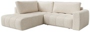 Narożna kanapa lewostronny z tkaniny melanżowej beżowej LORIONA