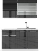 Pojedyncza kuchnia antracytowy wysoki połysk/biały 140x60x81.6 fame-line