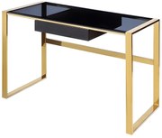 Biurko – 1 szuflada – szkło hartowane i stal – kolor czarny i złoty – SALI marki Pascal Morabito