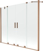 Mexen Velar Duo parawan nawannowy 2-skrzydłowy rozsuwany 170 x 150 cm, transparent, miedź szczotkowana - 896-170-000-02-65