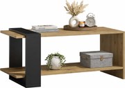 Prostokątna Ława Czarny Z Półką Dąb Artisan + F2-B40