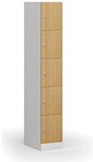Szafka skrytkowa S1, 5 schowków, 1850 x 300 x 500 mm, demontaż, zamek cylindryczny, drzwi laminowane, buk