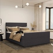 Łóżko kontynentalne z pojemnikiem i topperem VIESTA, tkanina Poso, Ciemnoszary, 120x200 cm, H3-Bonell