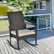 Fotel krzesło bujane ogrodowe rattan brązowe outsunny