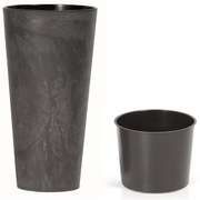 Doniczka TUBUS SLIM BETON EFFECT z wkładką 30 cm, antracytowy, 30 cm
