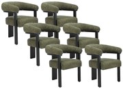 Zestaw 6 krzeseł z podłokietnikami z bukli i drewna kauczukowego - Khaki i czarny - LIVELIA marki Pascal Morabito