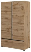 Komoda wysoka CROSS 2D1S 89cm dąb wotan/czarna HELVETIA