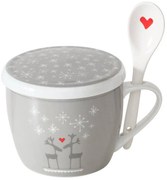 Świąteczny kubek jumbo z pokrywką i łyżeczką LOVELIES, 600 ml
