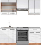 Aneks kuchenny biały wysoki połysk/złoty dąb power 200x60x81.6 fame-line