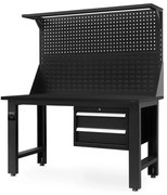 Biurko warsztatowe LOGAN, 1500 x 1700 x 750 mm, All Black: czarne