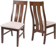 Krzesło do jadalni MCW-M58 (zestaw 2 sztuk), ciemna rama, kremowy