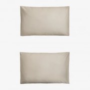 Pack 2 Poszewek Na Poduszki Z Satyny 300 Nitek Sampras Nude Beżowy & 50 X 75 Cm - Sklum