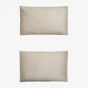 Zestaw 2 Poszewek Na Poduszki Sampras Z Satyny O Gęstości 300 Nici Nude Beżowy & 50 X 75 Cm - Sklum