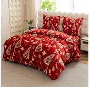 PrzytulneMieszkanie.pl PrzytulneMieszkanie.pl Pościel z mikropluszu GOLD CHRISTMAS czerwone Rozmiar pościeli: 2 szt 70 x 90 cm | 200 x 220 cm