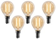 Zestaw 5 ściemnialnych żarówek LED E14 G45 Gold 4W 330 lm 2100K