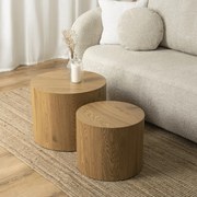 Zestaw Stolików Kawowych LEILA 38 cm/48 cm Dąb Naturalny Skandynawski Loft